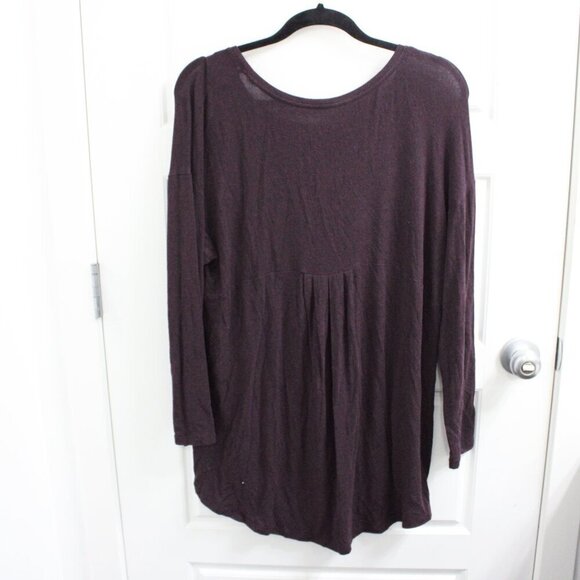 Eileen Fisher Size Medium Long Sleeve Scoop Neck Shirt Plum High Low - Picture 4 of 4